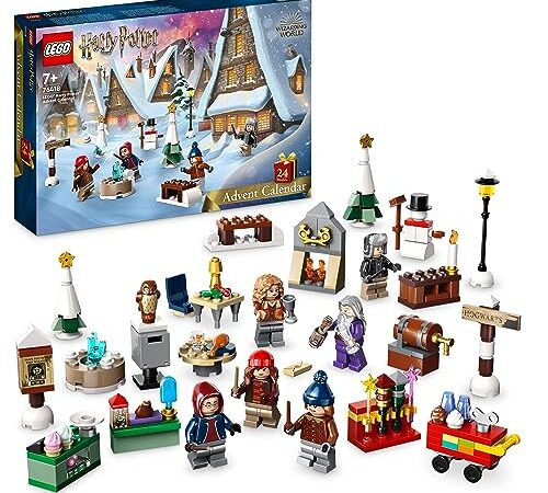 LEGO 76418 Harry Potter Le Calendrier de l’Avent 2023, avec 24 Cadeaux Dont 18 Sets du Village de Pré-au-Lard et 6 Minifigurines, Jouets de Noël pour Filles, Garçons et Fans