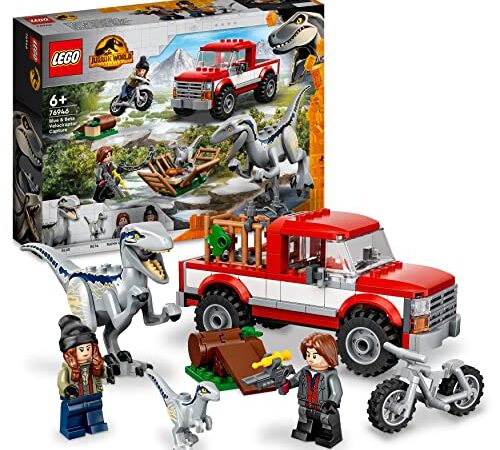 LEGO 76946 Jurassic World La Capture des Vélociraptors Beta et Blue: Jouet de Dinosaure avec Jeu de Voiture et Bébé Dino, Cadeau pour Les Enfants, Garçons et Filles Dès 6 Ans et Plus