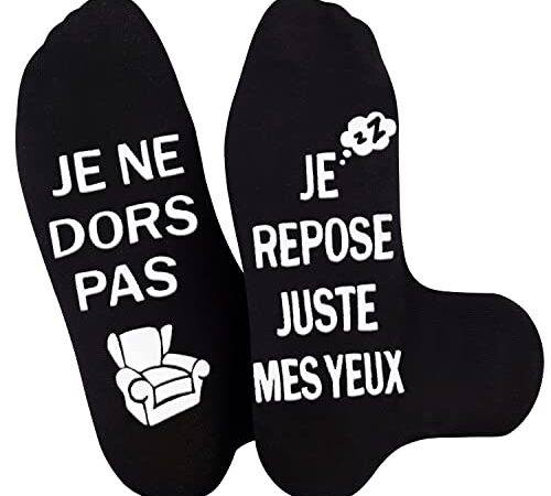 Merclix Chaussettes Humour Homme 43-46 Idée Cadeau Noel Fête des Pères Anniversaire Rigolo Cadeau Papa Grand Pere Cadeau Humoristique Originaux