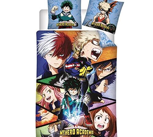 Parure de Lit My Hero Academia Réversible - Housse de Couette 140x200 cm + Taie d'oreiller 63x63 cm