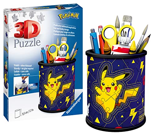 Ravensburger - Puzzle 3D Pot à Crayons - Pokemon / Pikachu - A partir de 6 ans - 54 pièces numérotées à assembler sans colle - Accessoires inclus - Hauteur 9,5 cm - 11276