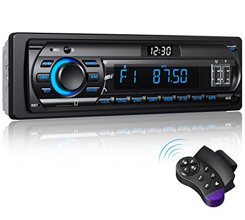 RDS Autoradio Bluetooth 5.0, Poste Radio avec LCD Affichage Horloge, 7 Couleurs Éclairage, 4x65W Autoradio 1 Din pour 9-24V Voiture, Supporte Main Libre/FM/AM/2 USB/AUX/SD/TF/MP3