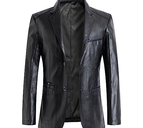 ROTAKUMA Veste En Cuir De Printemps Hommes Blazer Décontracté Moto Cuir Vestes Automne Faux En Cuir Manteaux (Color : Black, Size : Medium)