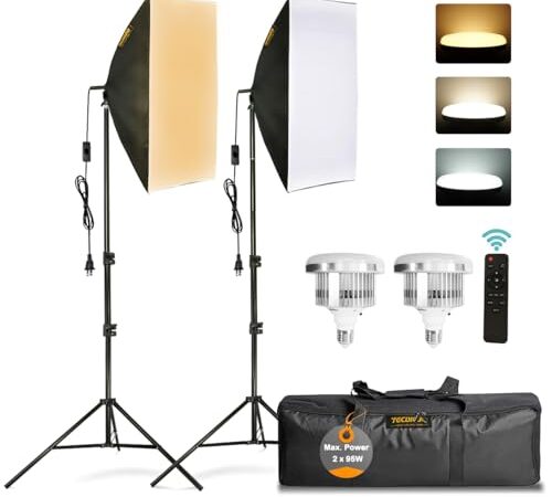 Softbox Kit Eclairage Studio Photo, Soft Box Lumière Continue pour Photo de Mode, Portrait, Produits Commerciaux, Packshot et Vidéo (95W)