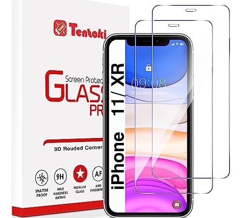 Tentoki Verre Trempé pour iPhone 11 / iPhone XR [lot de 2] vitre Protection écran -sans Bulles d'air -[0.26mm] [Anti Rayures, Dureté 9H] Ultra Transparent