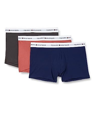 Tommy Hilfiger Boxer Homme Lot de 3 Slip Homme Sous-Vêtement, Multicolore (Blue Ink/Dark Ash/Dockside Red), M