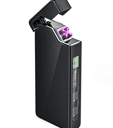 VVAY Briquet Électrique Rechargeable USB C, Ignition Tactile, Compact et Coupe-vent, Noir