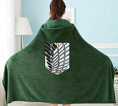 WUDZ Plaid Cape l'Attaque des Titans Couverture Douce Chaude Réversible Bataillon d'Exploration Anime Jeté de Canapé Hiver Ultra Moelleux Cadeau Blanket Polyvalent